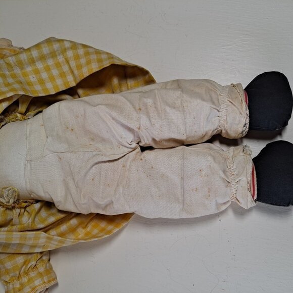 Vintage Blonde Raggedy Ann Doll Yellow Dress All Fabric Doll - Picture 8 of 10